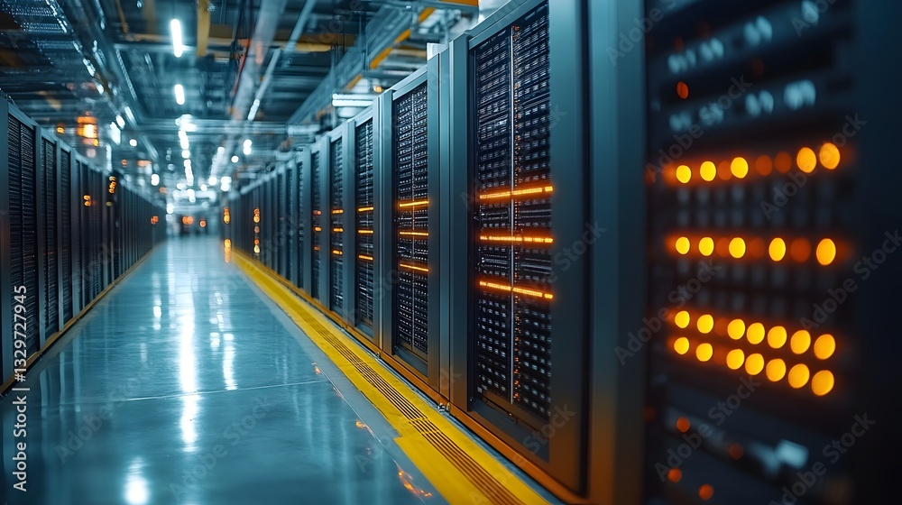 Fototapeta premium Industrial battery storage facility powered by AI-driven peak shaving technology