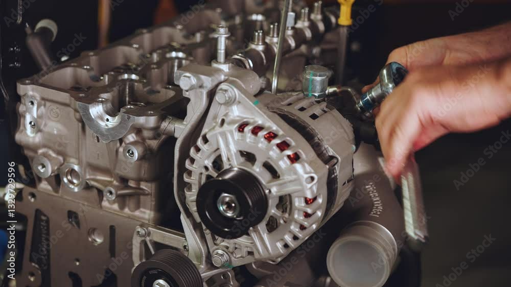 Disassembly of a car engine, the master disassembles the car engine Disassembly of a car engine, the master disassembles the car engine