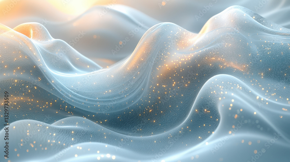Fototapeta premium Dynamic waves of light and sparkle nature's beauty digital art abstract environment close-up view