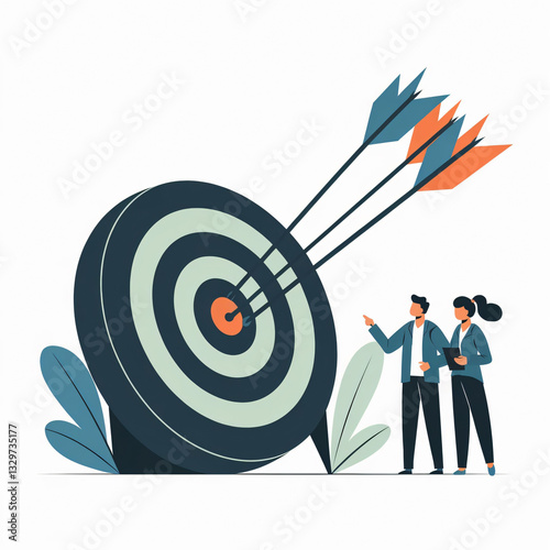 Minimalistic Mission and Vision Statements Vector Illustration with Target and Arrow