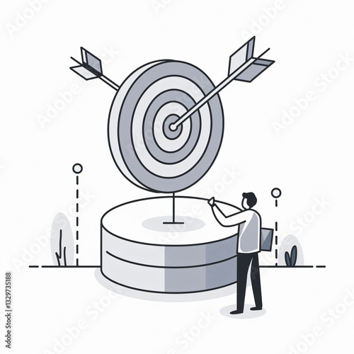 Minimalistic Mission and Vision Statements Vector Illustration with Target and Arrow