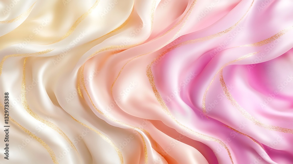Obraz premium Elegant swirled fabric in shades of pink and gold detailing
