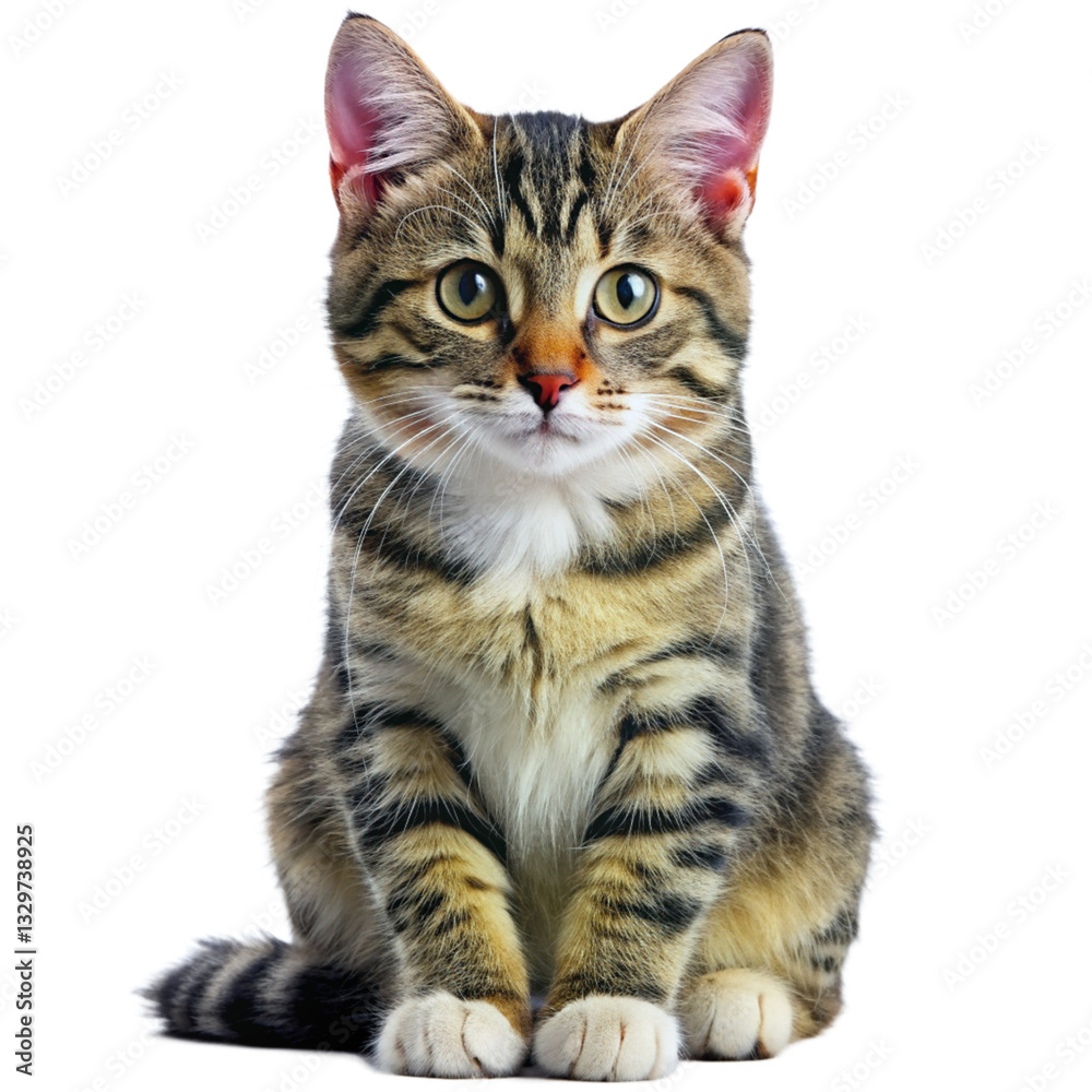 Fototapeta premium Adorable Tabby Kitten Sitting and Looking at the Camera