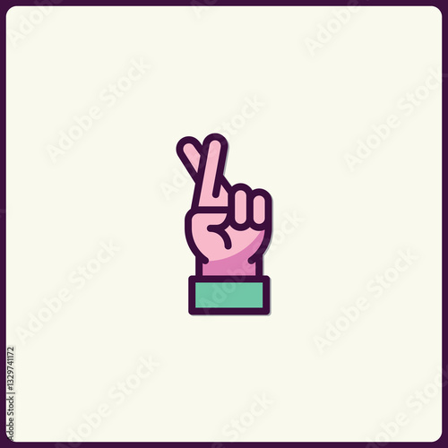 Minimalistic icon representing crossed fingers, wish for luck, or deception gesture