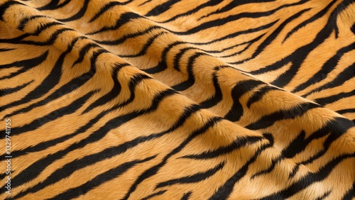Luxurious Tiger-striped Fabric Showcasing A Wild, Untamed Texture With Rich Orange And Black Hues In A Soft, Plush Feel