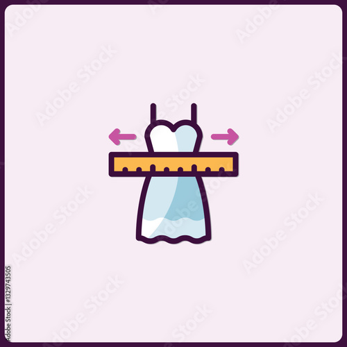 Dress measurement icon illustration for fashion design or alteration services