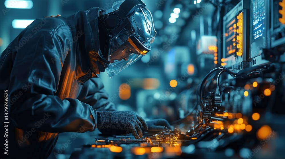 Futuristic Technician at Work: Advanced Technology and Innovation Futuristic Technician at Work: Advanced Technology and Innovation