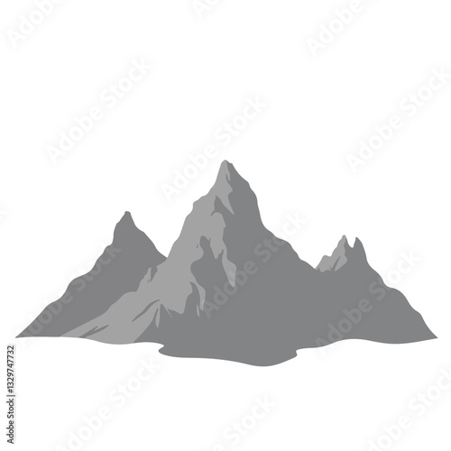 Bold mountain silhouette graphic design on white background, adventure