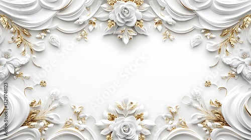 Beautiful White and Gold Floral Design with Elegant Detailing