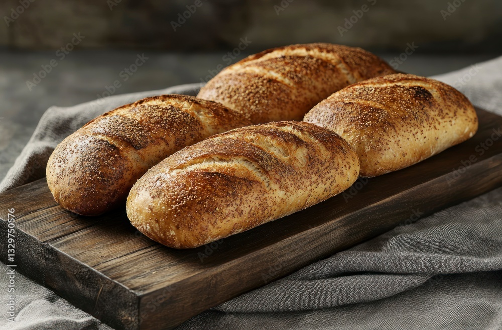 Fresh Artisan Bread Rolls on Wooden Board Perfect for Food Photography Fresh Artisan Bread Rolls on Wooden Board Perfect for Food Photography