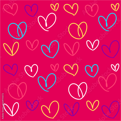 seamless pattern with pink hearts
