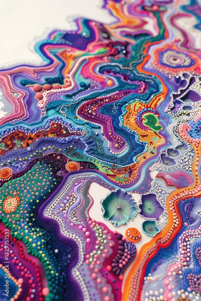 Colorful painting of a wave with many different colors and shapes Colorful painting of a wave with many different colors and shapes
