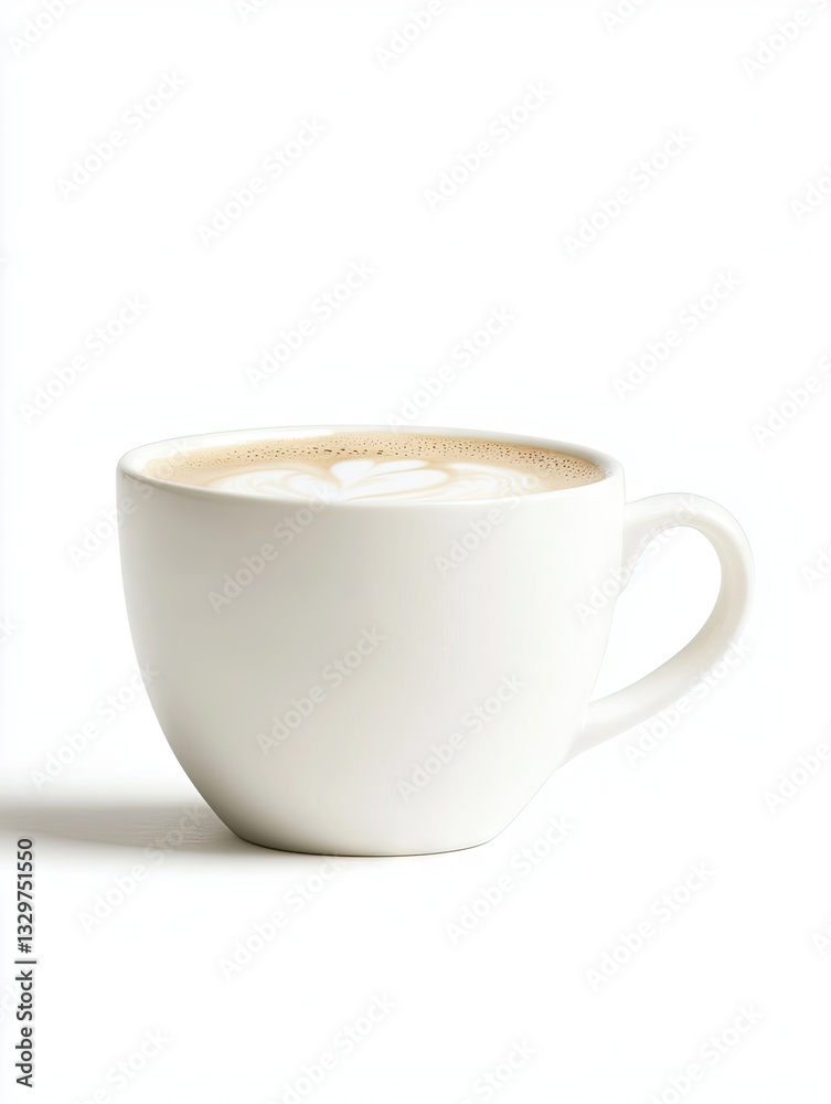 Obraz premium Latte art in white cup, isolated, studio shot, cafe beverage