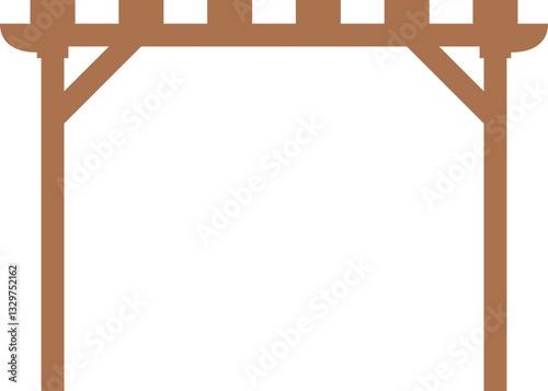 Wooden pergola providing shade with slatted roof
