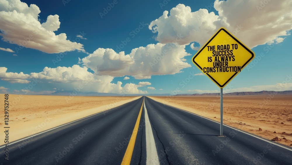 The Path to Achievement is Constantly Being Built sign on roadway