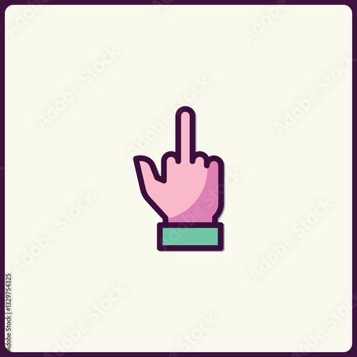 Stylized hand gesture with middle finger extended for defiant expression