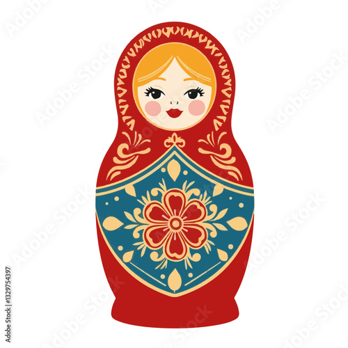 Traditional Slavic Matryoshka doll illustration, cultural symbolism