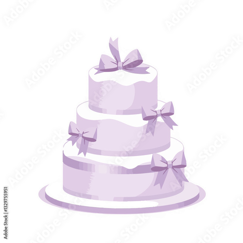 Elegant wedding cake design with lavender bows, celebration symbol