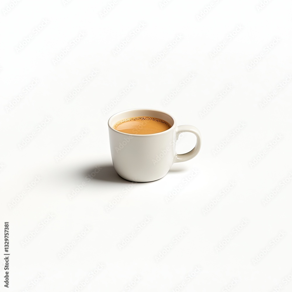 Obraz premium Coffee cup, beige, studio, drink, white background, breakfast, menu, cafe