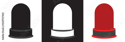 Emergency siren icon. Ambulance emergency siren icons.  Alert light bulb icon. Vector illustration. isolated on white and black background. EPS 10