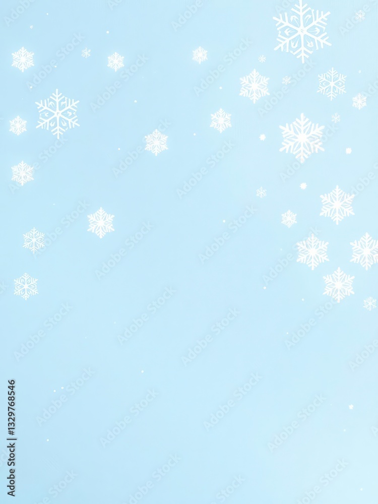Gentle Snowfall with Soft Blue Canvas and Empty Area for Holiday Greetings Gentle Snowfall with Soft Blue Canvas and Empty Area for Holiday Greetings