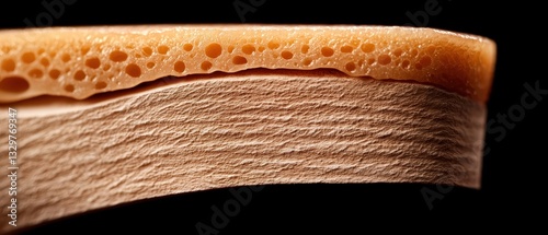 Close-up of bone cross-section highlighting porous texture and structural detail. photo