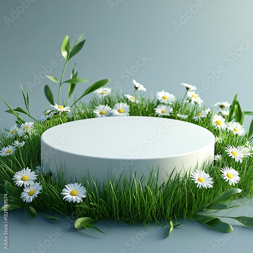 spring pedestal with daisies