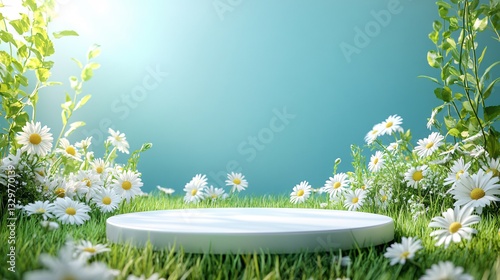 spring pedestal with daisies