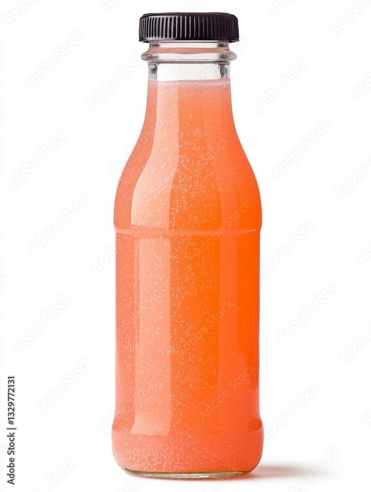 Sparkling Pink Beverage in Clear Glass Bottle