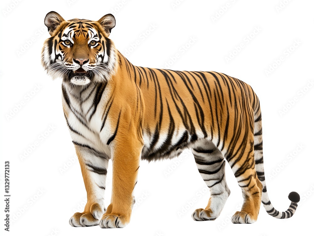 Fototapeta premium tiger with abstract paint on white background