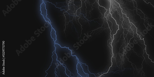 Mountainous Cumulus Clouds Boiling in the Summer Sky. White cloudiness, mist or smog overlay backgrounds. Wide sky and clouds dark tone. Dark cloud at evening sky with thunder bolt.