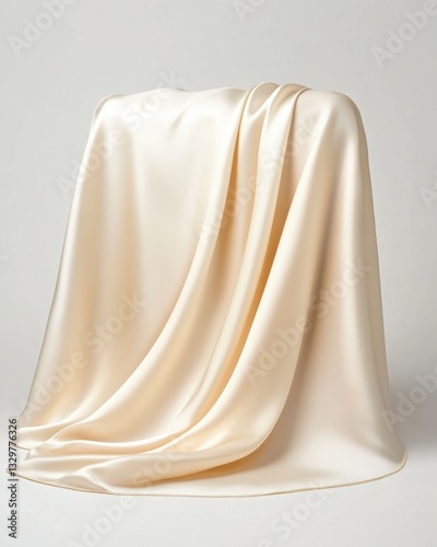 Cream Colored Silk Fabric Draped Elegantly on Chair Against Neutral Background
