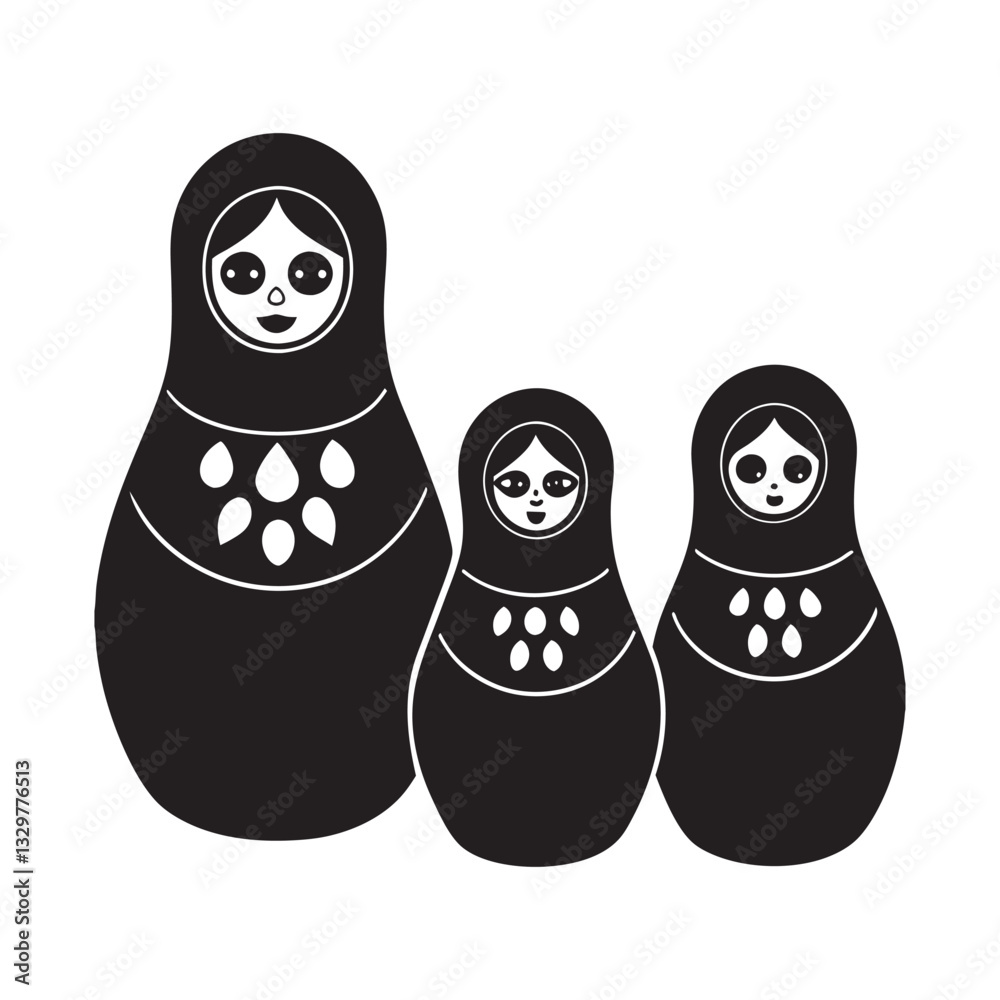 Matryoshka dolls silhouette Russian nesting dolls folk art vector design Matryoshka dolls silhouette Russian nesting dolls folk art vector design