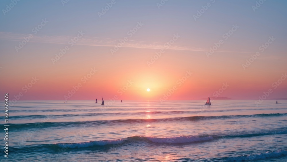 Naklejka premium Sunset above the ocean is breathtaking.