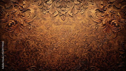 Ornate wooden floral relief with antique decorative pattern