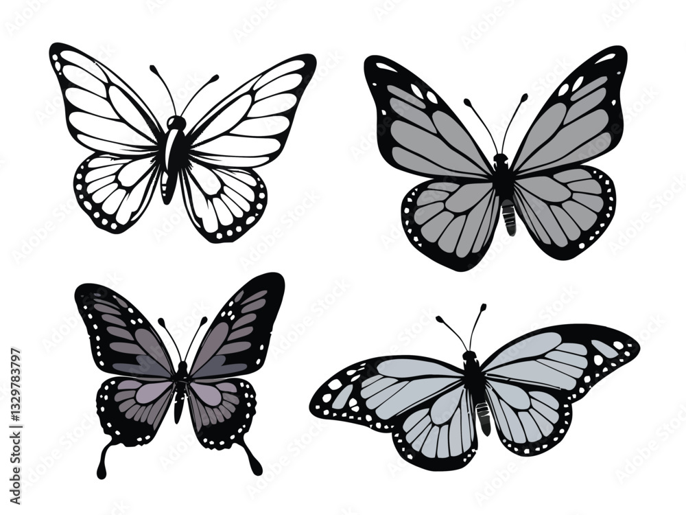 Butterfly Black and white silhouette vector set
Butterfly Black and white silhouette vector set