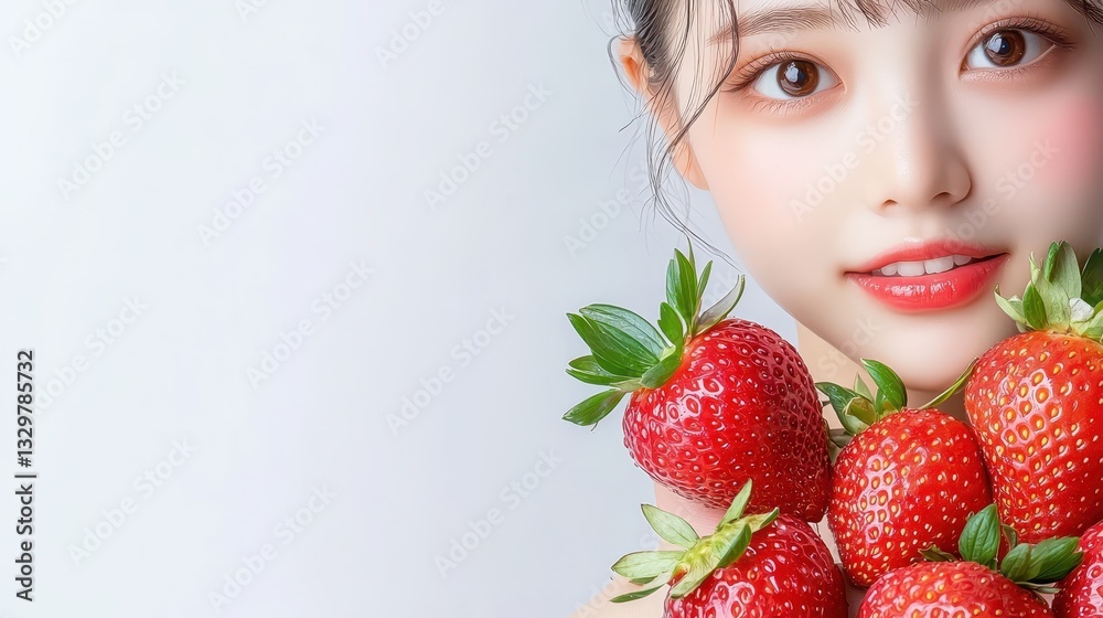 Woman holding a bounty of fresh, ripe strawberries, taste of summer's sweetest delight Woman holding a bounty of fresh, ripe strawberries, taste of summer's sweetest delight