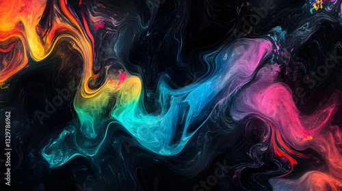 background highlighting radiant rainbow smoke swirls in a striking contrast 