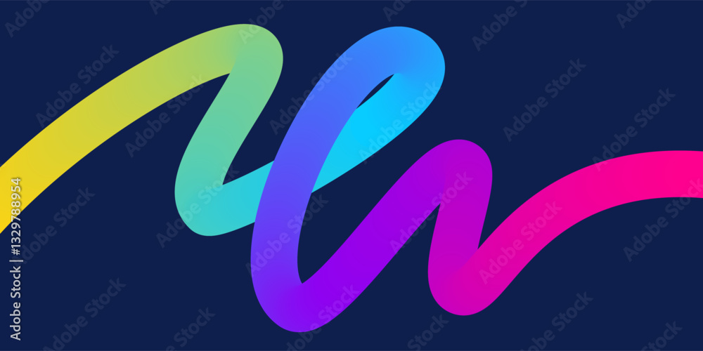 Wavy gradient shapes on dark background. Background with colored squiggles gradient lines design for flyer, poster, cover or banner. Wavy gradient shapes on dark background. Background with colored squiggles gradient lines design for flyer, poster, cover or banner.