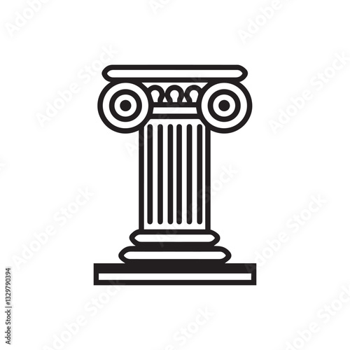 column decorative capitals black icon, symbolizing ancient architecture and historical illustration design.