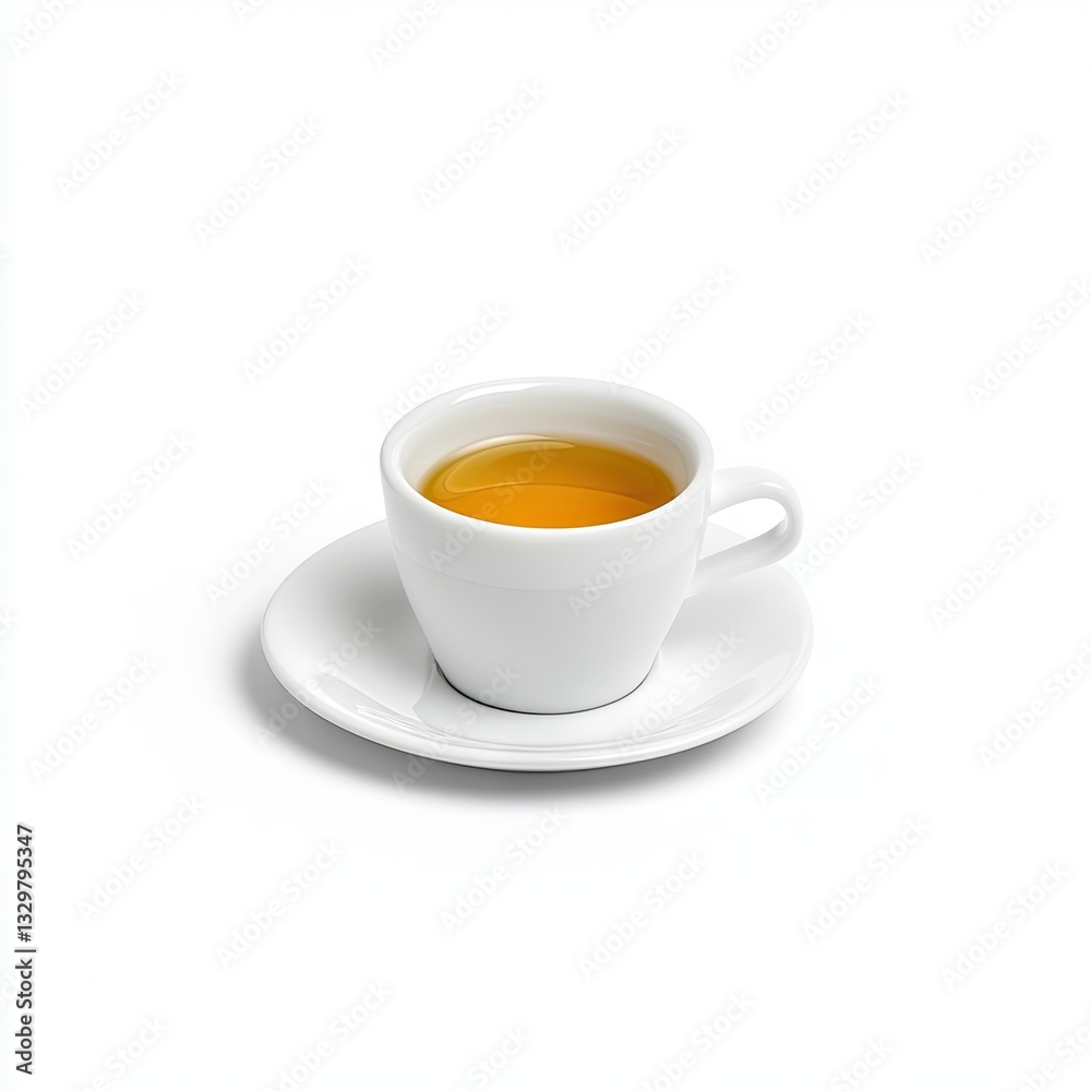 Teacup, hot beverage, white background, simple setting, perfect for menus Teacup, hot beverage, white background, simple setting, perfect for menus