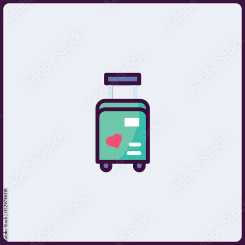 Stylized travel suitcase icon featuring a heart, embodying journey concept