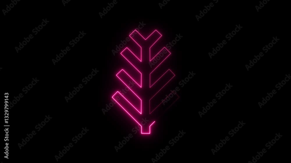 Glowing neon tree icon animation in 4K on black background, smooth motion video Glowing neon tree icon animation in 4K on black background, smooth motion video