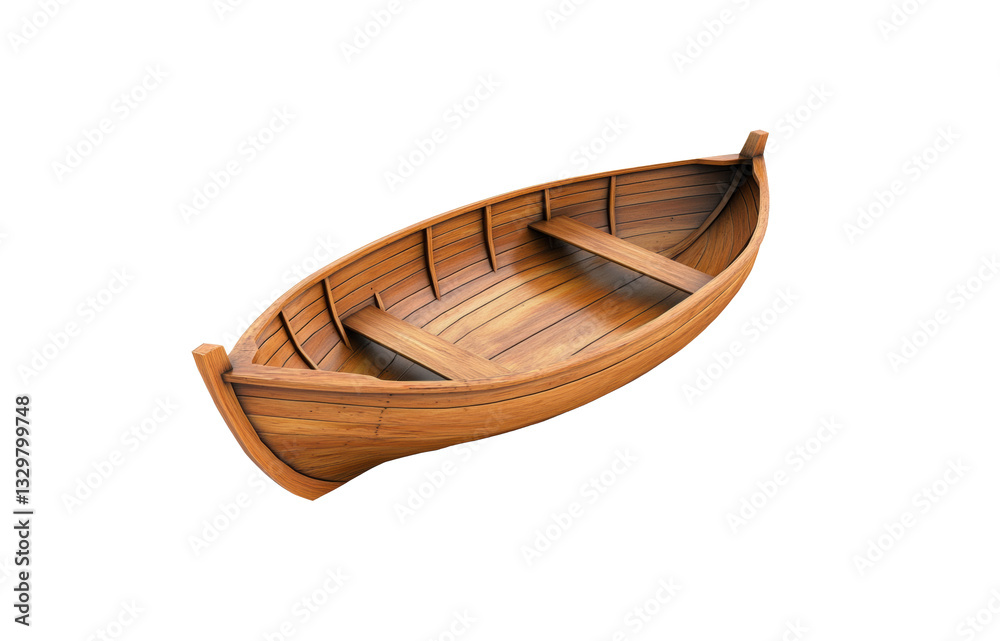 Classic wooden boat resting with elegant craftsmanship on a transparent background, cut out Classic wooden boat resting with elegant craftsmanship on a transparent background, cut out