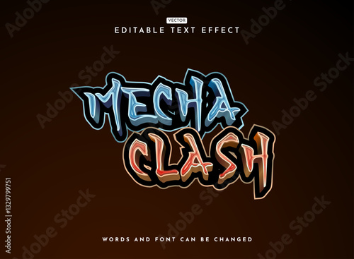 modern 3d rough mecha clash game logo text effect