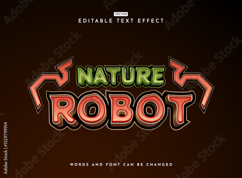 modern futuristic 3d nature robot game logo text effect