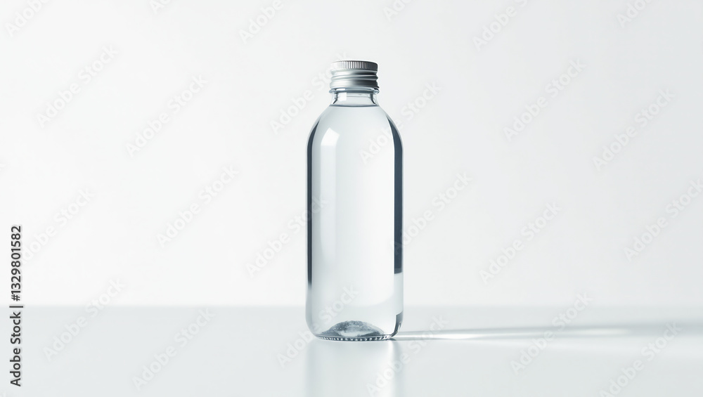Glossy Finish Bottle on Reflective Surface Glossy Finish Bottle on Reflective Surface
