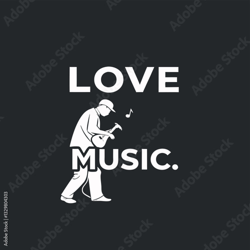 Love Music T-Shirt Design - Retro Cassette Tape and Musical Note Graphic Tee for Music Lovers