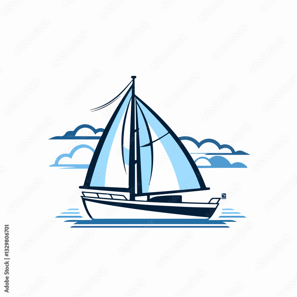 Fototapeta premium Illustration of a sailing yacht. Sailboat.