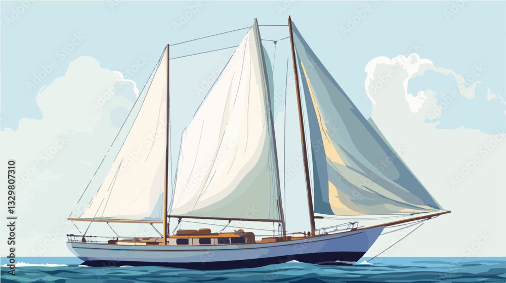 Fototapeta premium Illustration of a sailing yacht. Sailboat.